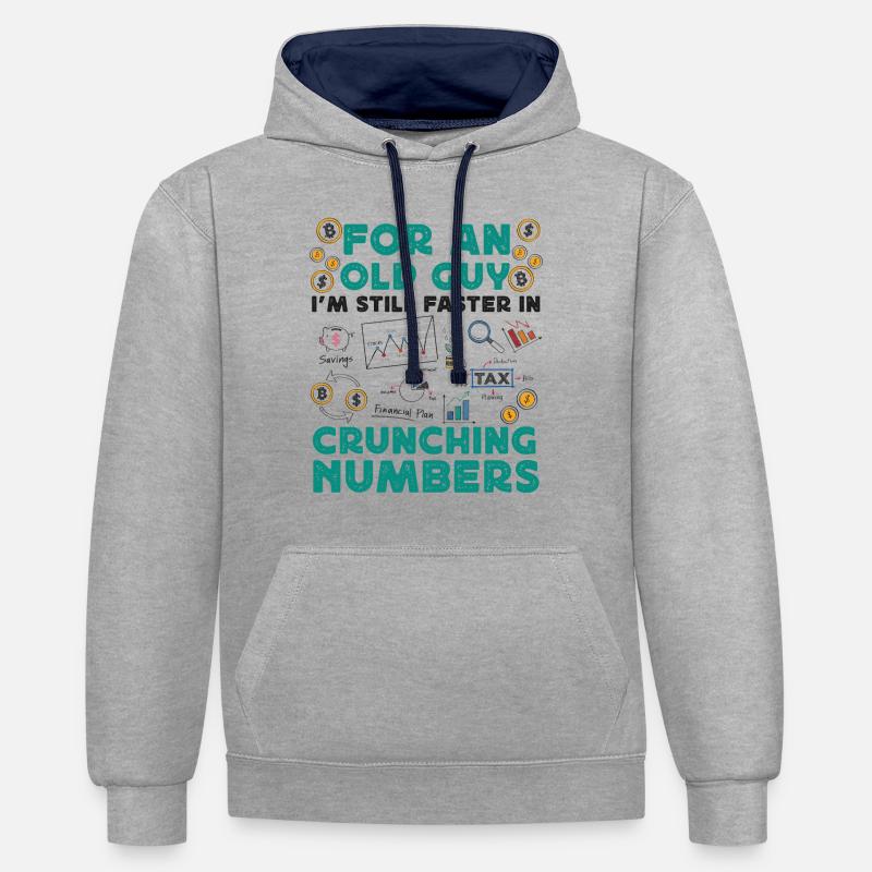 Comptable Comptable Comptable - Sweat à capuche contrasté - gris chiné/bleu marine