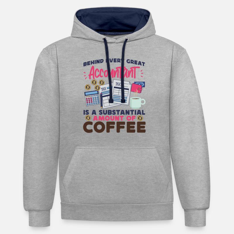 Comptable Comptable Comptable - Sweat à capuche contrasté - gris chiné/bleu marine