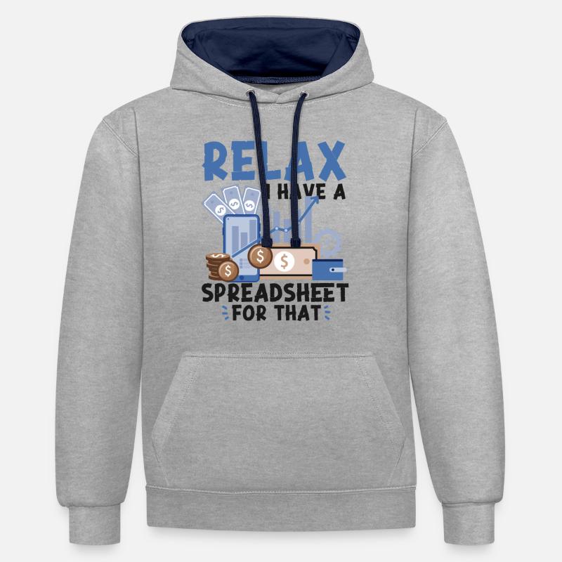 Comptable Comptable Comptable - Sweat à capuche contrasté - gris chiné/bleu marine