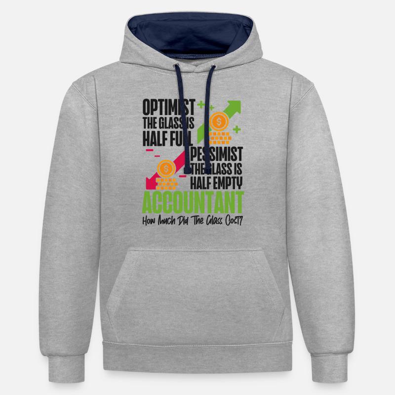 Comptable Comptable Comptable - Sweat à capuche contrasté - gris chiné/bleu marine