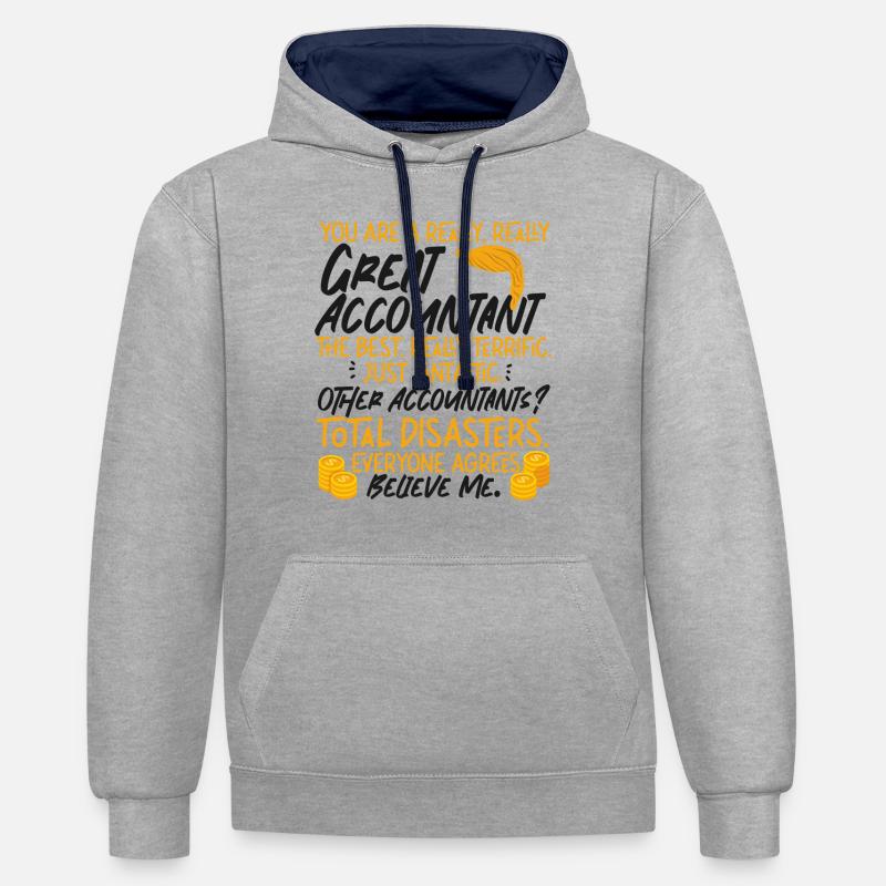 Comptable Comptable Comptable - Sweat à capuche contrasté - gris chiné/bleu marine