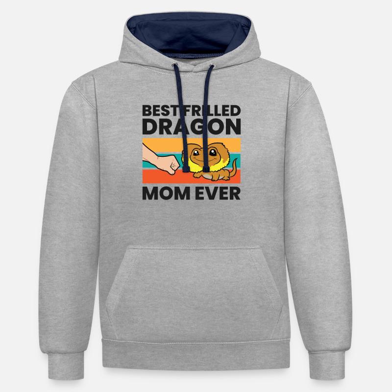 Lézard Dragon Curled Mama Meilleur - Sweat à capuche contrasté - gris chiné/bleu marine
