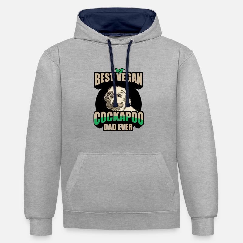 Cockapoo - Sweat à capuche contrasté - gris chiné/bleu marine