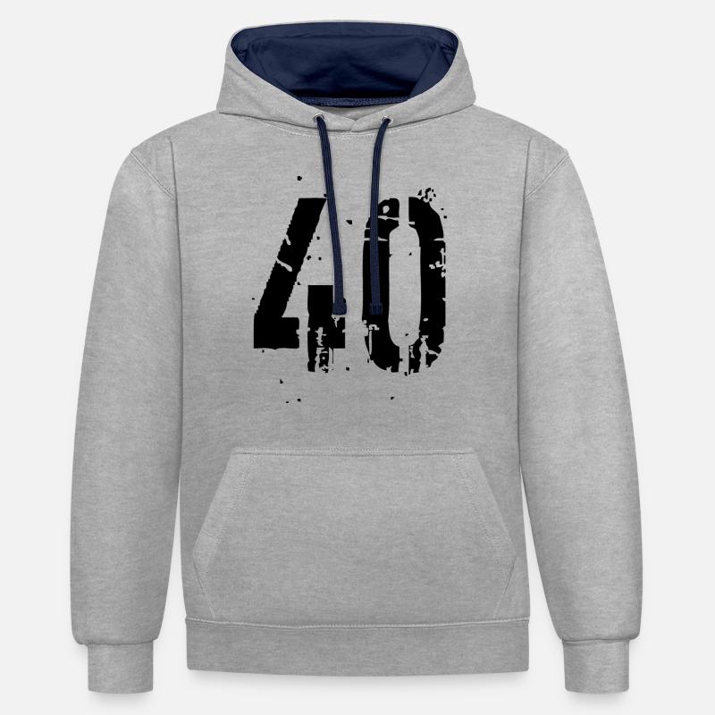 40 Nombre 40 - Sweat à capuche contrasté - gris chiné/bleu marine