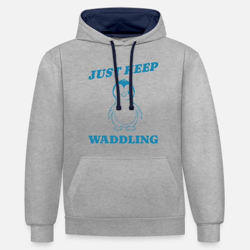 Continuez à vous dandiner Cadeau - Sweat à capuche contrasté - gris chiné/bleu marine