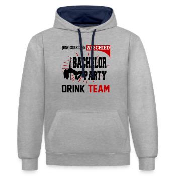 JGA Bachelor Party Drink Team Saufen Pole Dance - Kontrast-Hoodie - Grau meliert/Navy - Vorne - Liana (172cm) & Jaron (178cm)