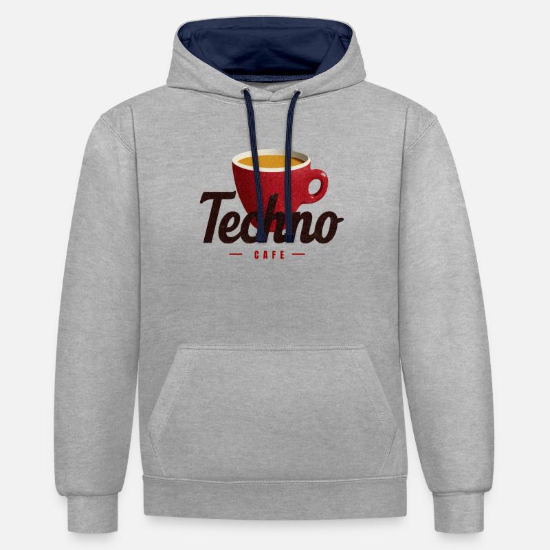 Techno Café - Sweat à capuche contrasté - gris chiné/bleu marine