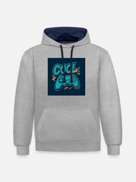 Gaming Vibe Retro Design - Kontrast-Hoodie - Grau meliert/Navy