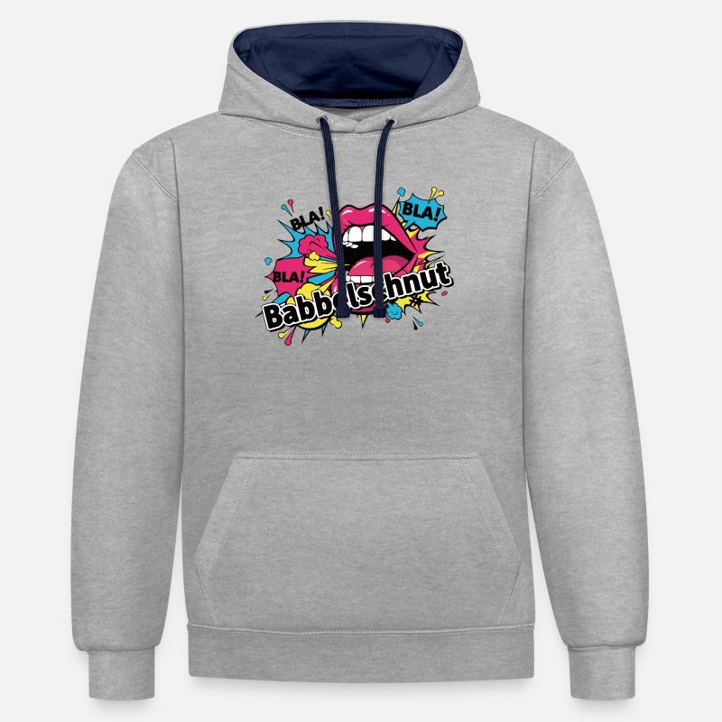 Babbelschnut - dialecte proverbique du Bade - Sweat à capuche contrasté - gris chiné/bleu marine
