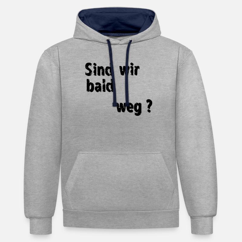 Nous partirons bientôt - Sweat à capuche contrasté - gris chiné/bleu marine