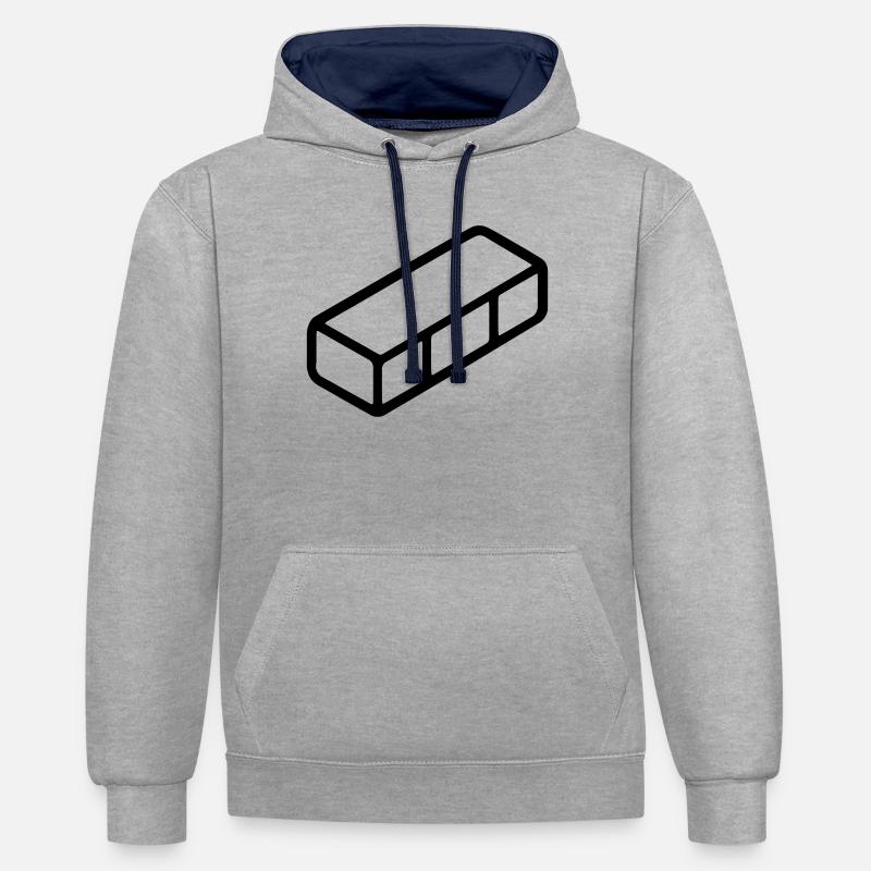 brique - Sweat à capuche contrasté - gris chiné/bleu marine