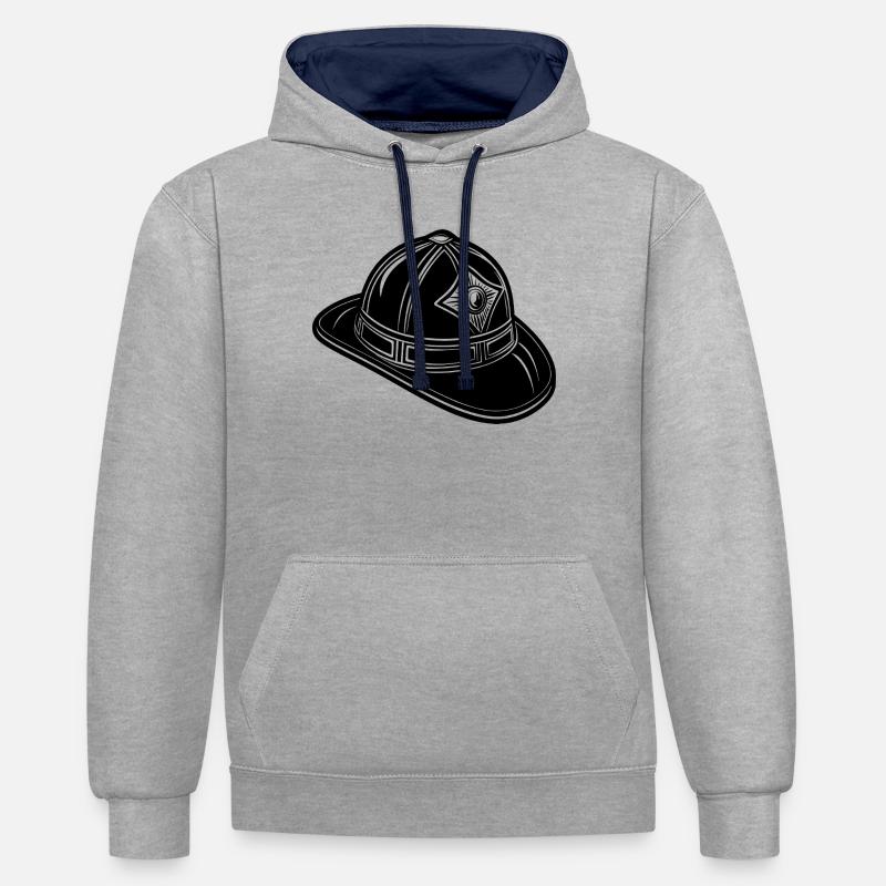 Chapeau de pompier - Sweat à capuche contrasté - gris chiné/bleu marine