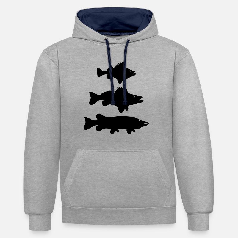 Perchoir - Zander - Hecht - Sweat à capuche contrasté - gris chiné/bleu marine