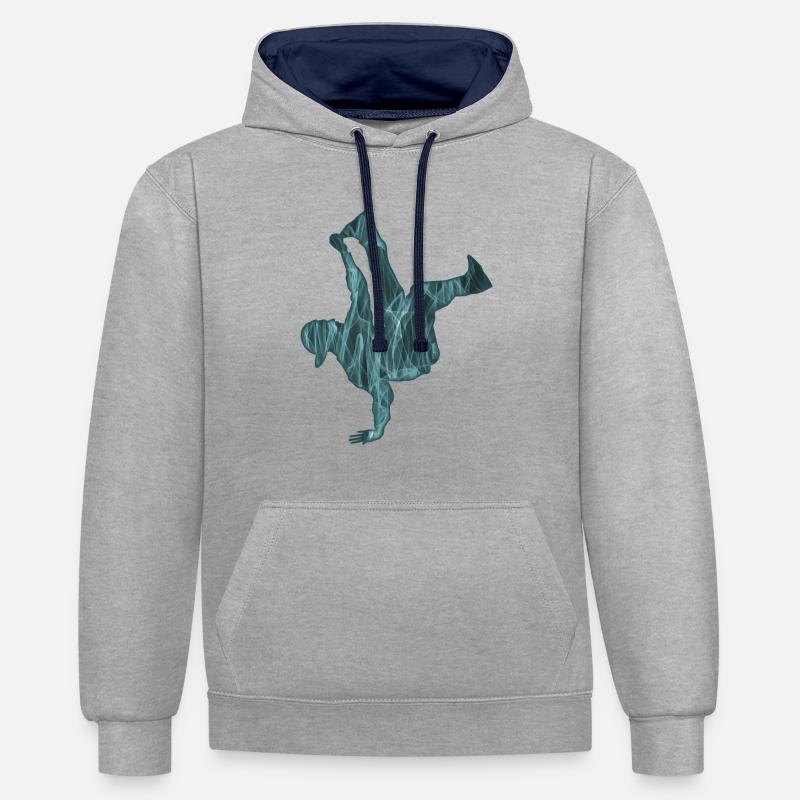 Breakdancer - Sweat à capuche contrasté - gris chiné/bleu marine