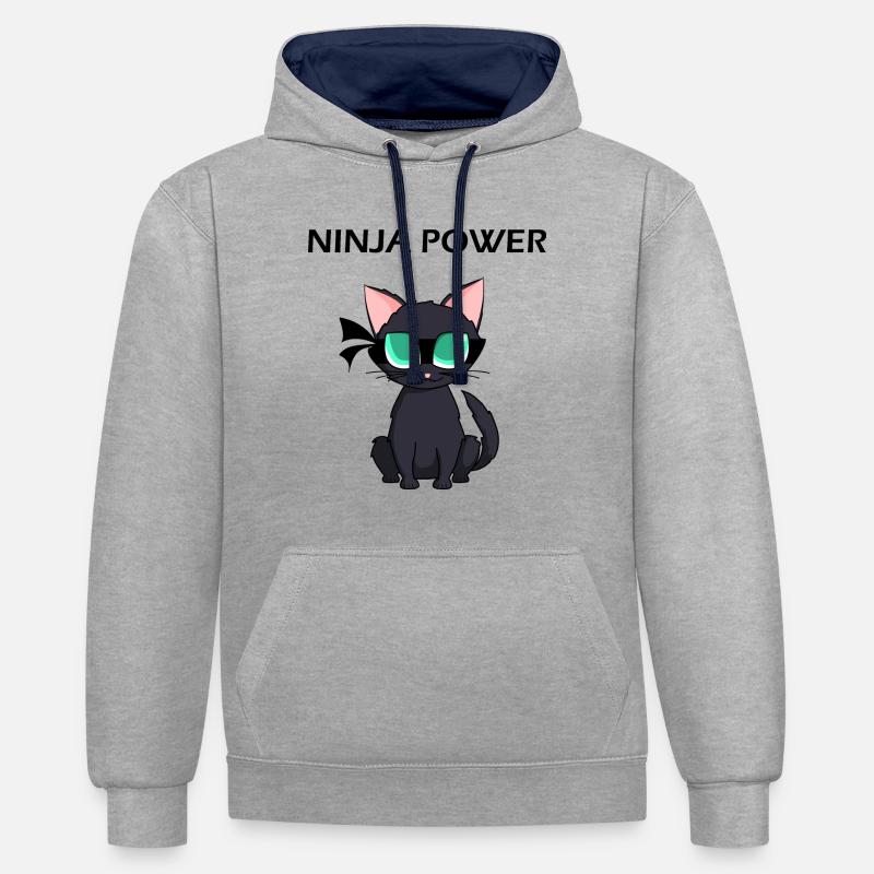 Ninja Warrior - Ninja Power - Sweat à capuche contrasté - gris chiné/bleu marine
