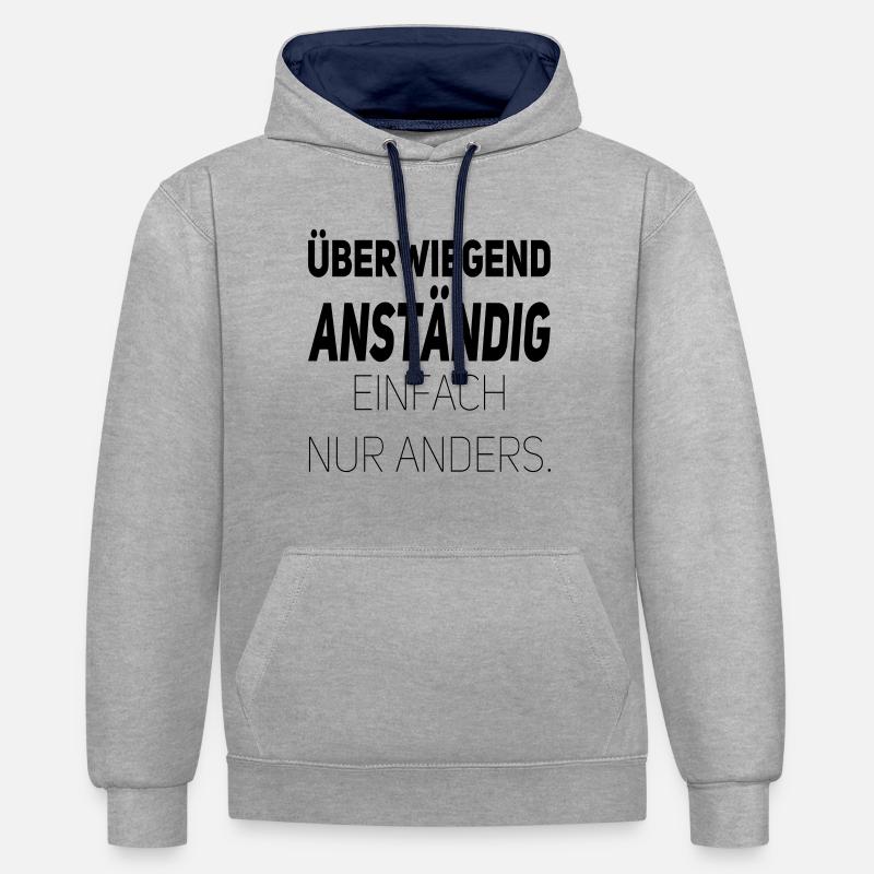 Anständig einfach nur anders - Kontrast-Hoodie - Grau meliert/Navy