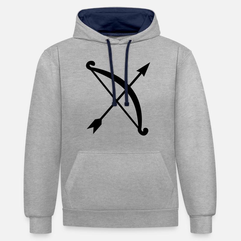 arc - flè - Sweat à capuche contrasté - gris chiné/bleu marine