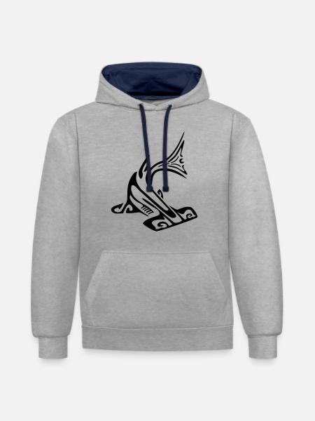 hammer_sharkmanta - Contrast hoodie - heather grey/navy