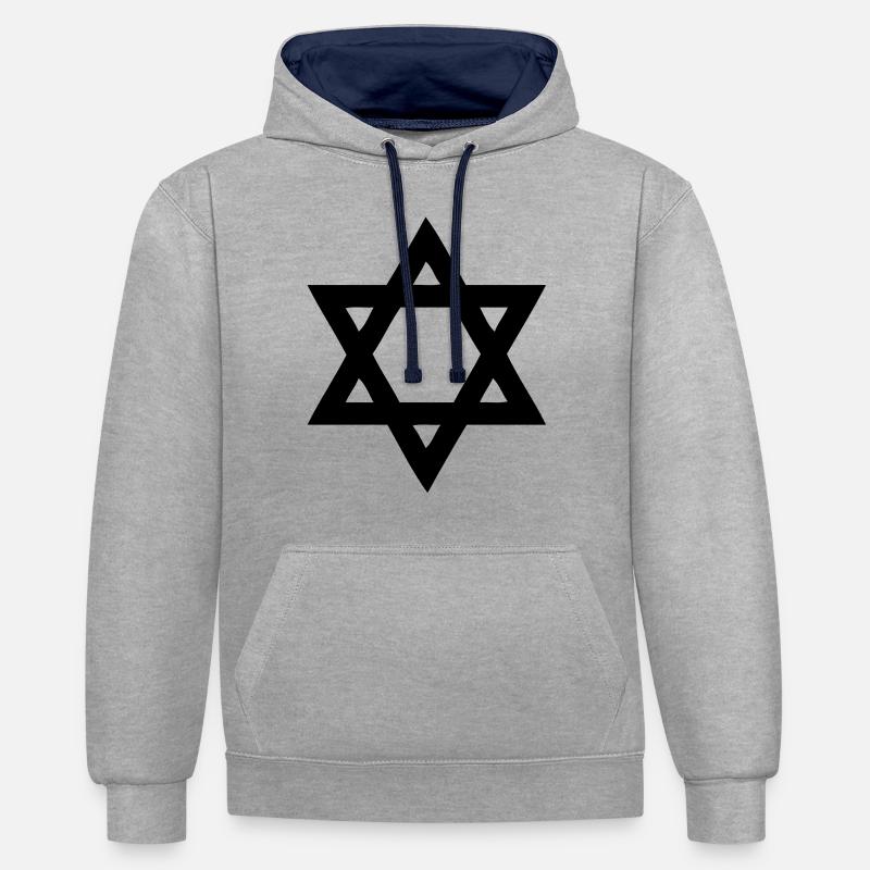 étoile de David - Sweat à capuche contrasté - gris chiné/bleu marine