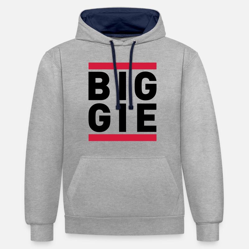 BIGGIE - Felpa con cappuccio in contrasto cromatico - grigio melange/navy