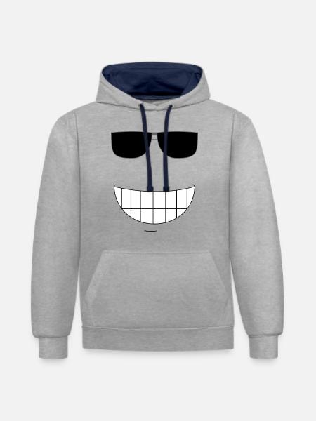 big happy laugh - Contrast hoodie - heather grey/navy