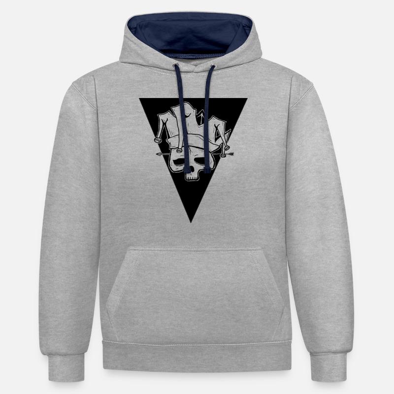 Clown de cirque joker skull - Sweat à capuche contrasté - gris chiné/bleu marine