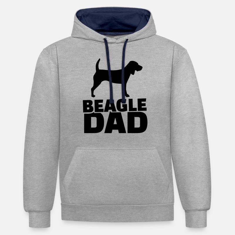 Beagle Dad - Sweat à capuche contrasté - gris chiné/bleu marine