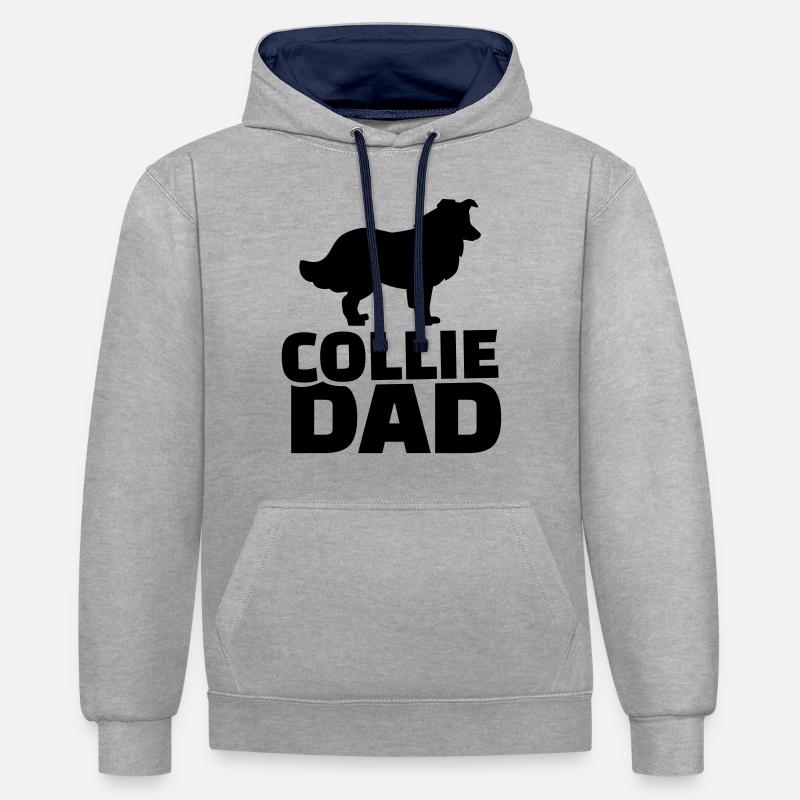 Collie Dad - Sweat à capuche contrasté - gris chiné/bleu marine