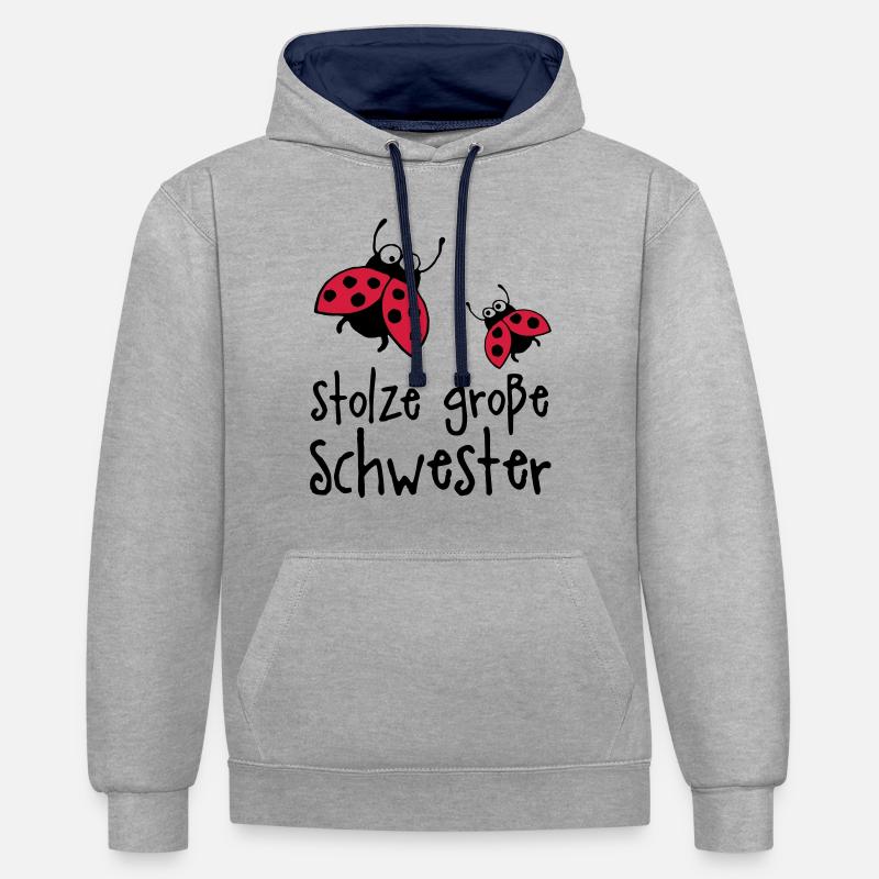 stolze_grosse_schwester_a_2c - Kontrast-Hoodie - Grau meliert/Navy