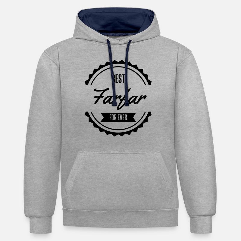 best farfar fader morfar - Sweat à capuche contrasté - gris chiné/bleu marine