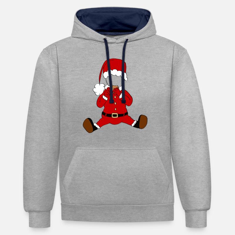 Bébé Père Noël - Sweat à capuche contrasté - gris chiné/bleu marine