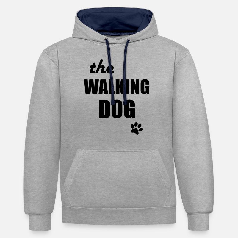 Hund Chien - Sweat à capuche contrasté - gris chiné/bleu marine