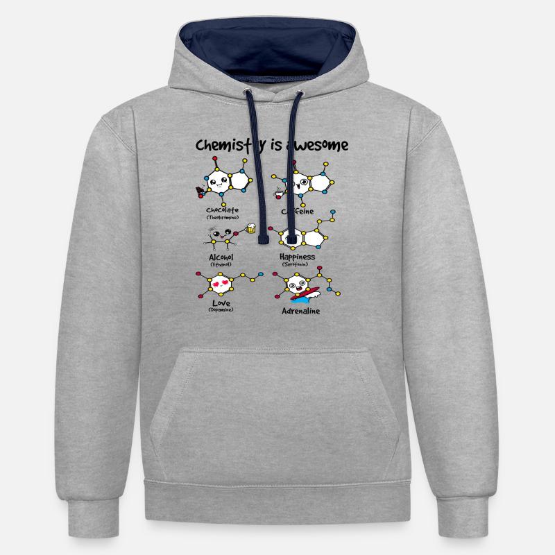 La chimie est incroyable. - Sweat à capuche contrasté - gris chiné/bleu marine