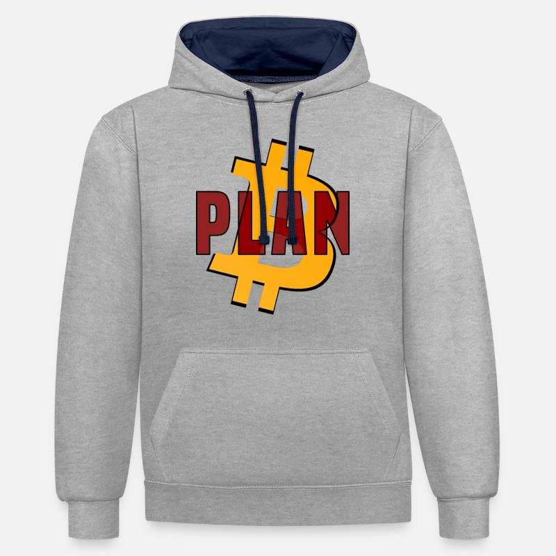 Plan B - Sweat à capuche contrasté - gris chiné/bleu marine
