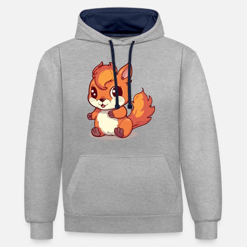 Matmat l écureuil - Sweat à capuche contrasté - gris chiné/bleu marine