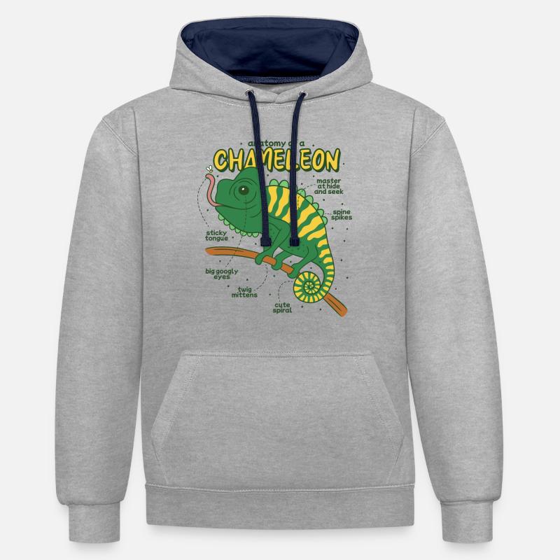 Anatomie eines Chamäleons - Kontrast-Hoodie - Grau meliert/Navy