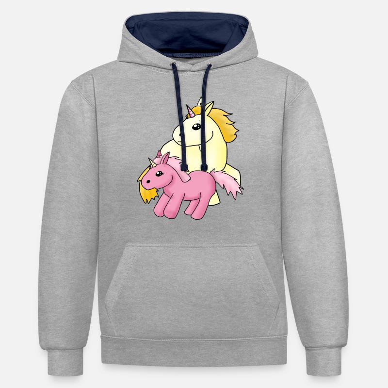 Licorne effrontée - Sweat à capuche contrasté - gris chiné/bleu marine