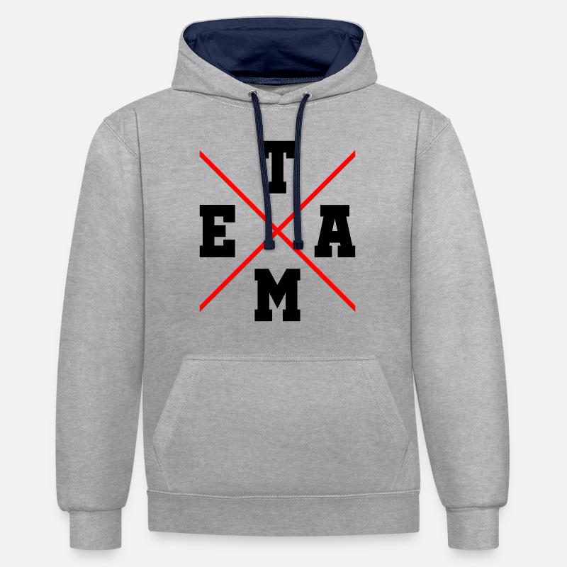 Équipe 2 - Sweat à capuche contrasté - gris chiné/bleu marine