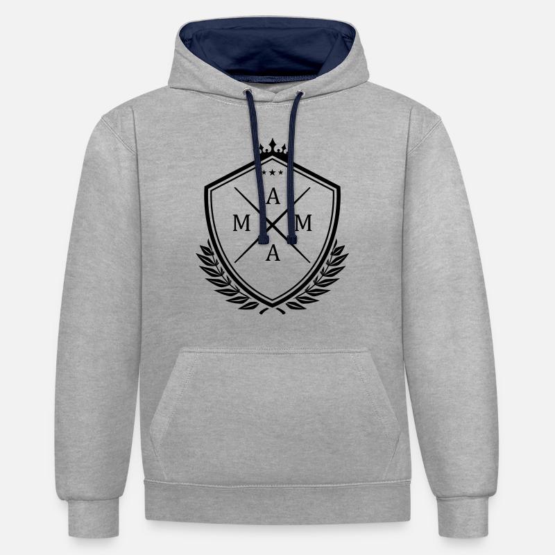 Écusson de maman - Sweat à capuche contrasté - gris chiné/bleu marine