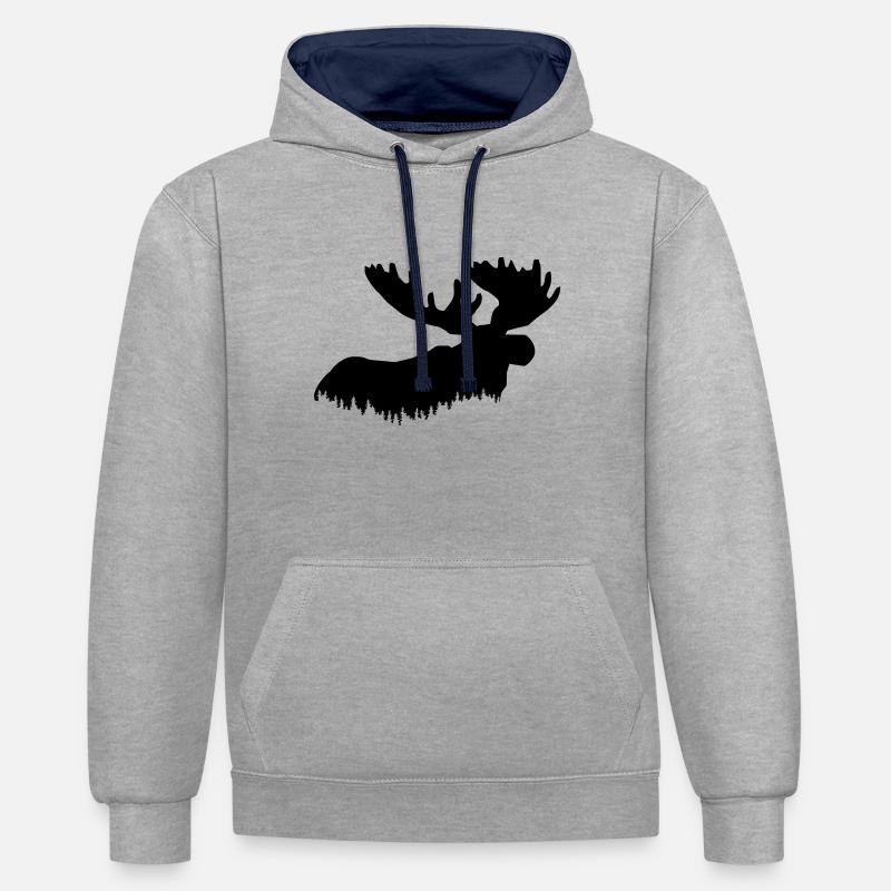 élan - Sweat à capuche contrasté - gris chiné/bleu marine