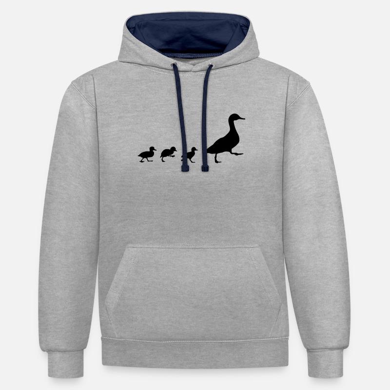 Duck and 3 chicks (super cheap!) - Sweat à capuche contrasté - gris chiné/bleu marine