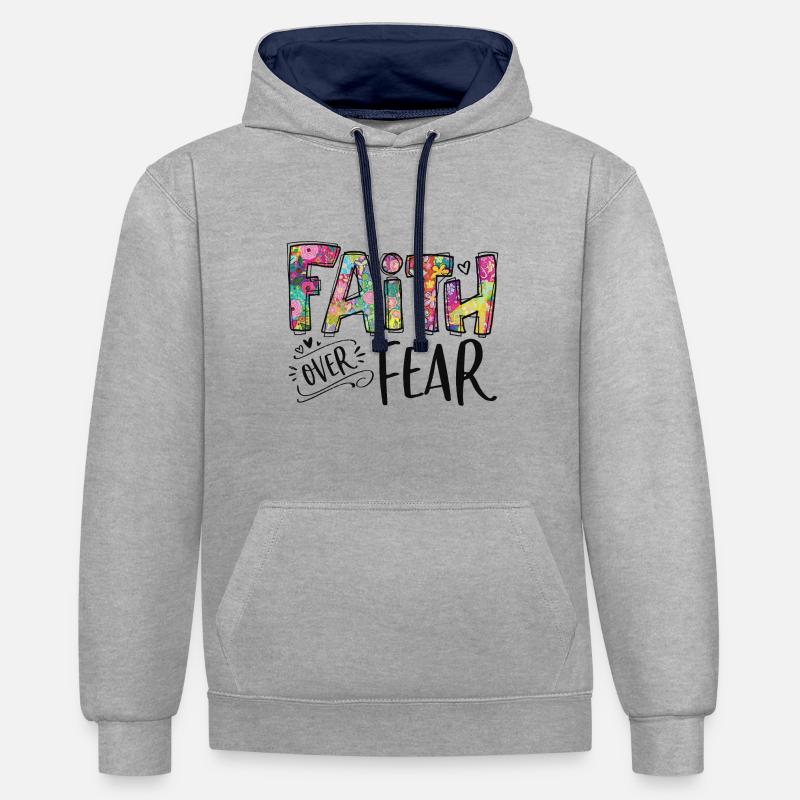 La foi sur la peur - Sweat à capuche contrasté - gris chiné/bleu marine
