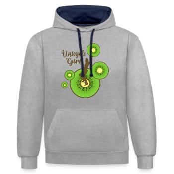 unicycle unicycle artist unicycle unicycle-girl - Contrast hoodie - heather grey/navy - Front - Liana (172cm) & Jaron (178cm)