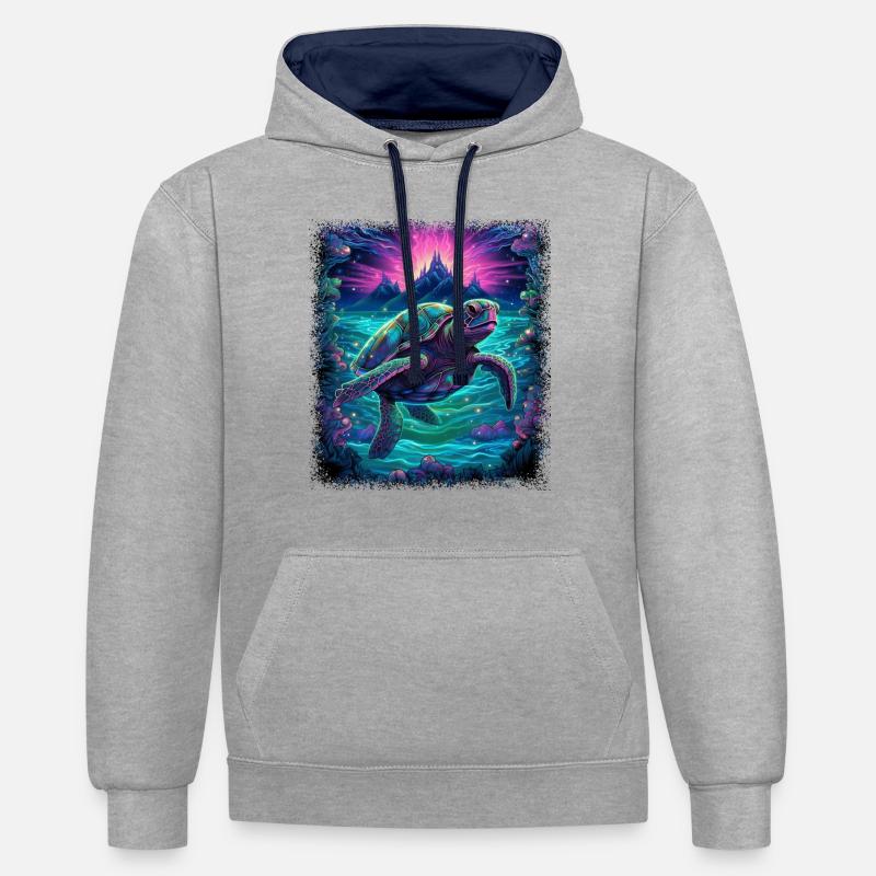 Déclaration Humour Terre Planète Climat - Sweat à capuche contrasté - gris chiné/bleu marine