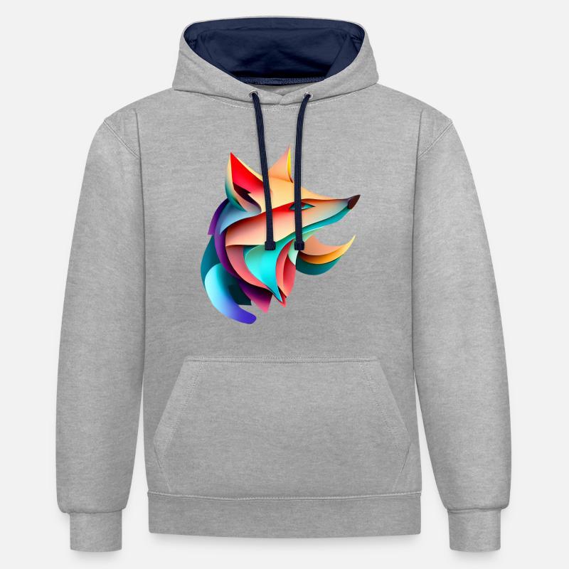 Fox Design Rayures élégantes Harmony - Sweat à capuche contrasté - gris chiné/bleu marine