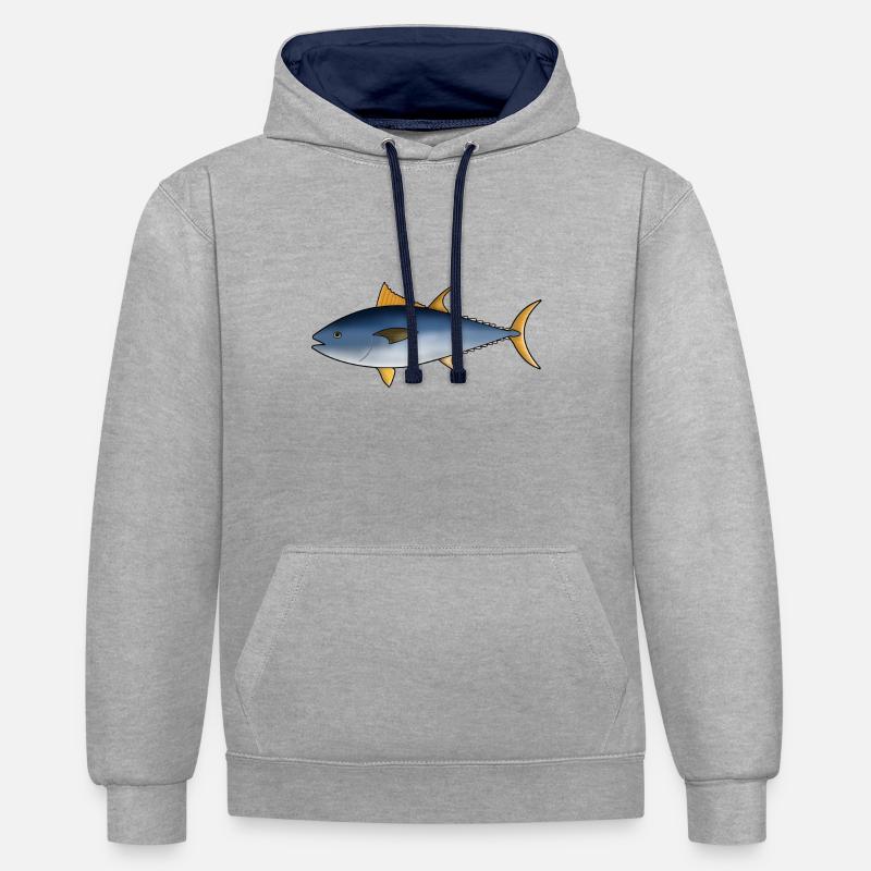 Thon thon thon thon - Sweat à capuche contrasté - gris chiné/bleu marine