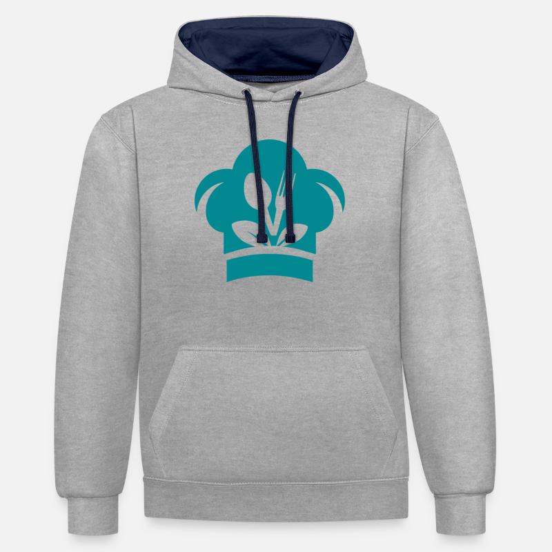 Conception alimentaire - Sweat à capuche contrasté - gris chiné/bleu marine