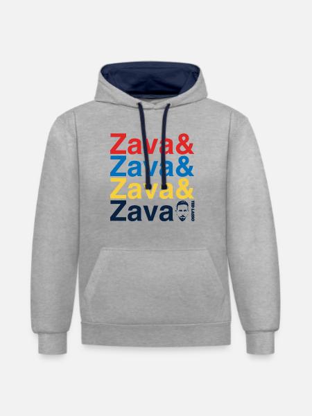 Ted Lasso Zava Schriftzug Bunt - Kontrast-Hoodie - Grau meliert/Navy