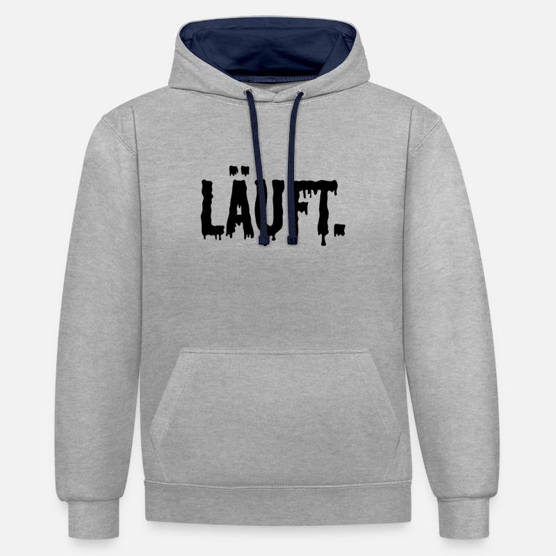 fonctionne - Sweat à capuche contrasté - gris chiné/bleu marine