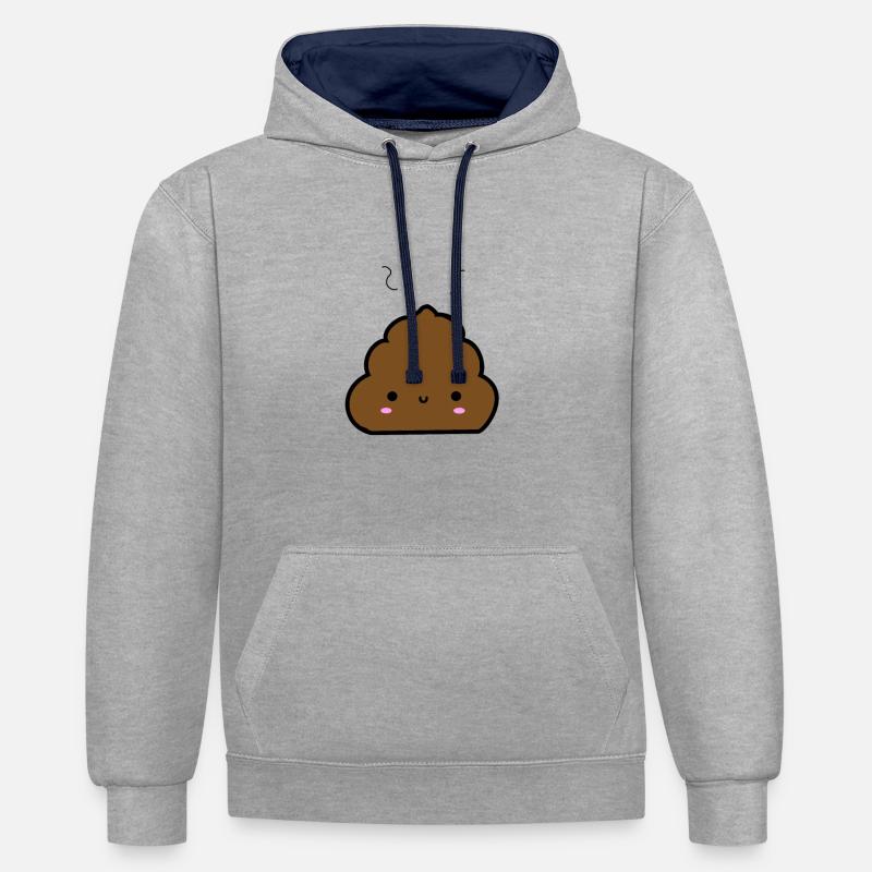 Pile de caca Emoji - Sweat à capuche contrasté - gris chiné/bleu marine